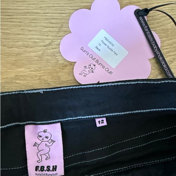 F.B.S.H Paris Pants Flower Buckle Flare Size 12 Black - Picture 3 of 5